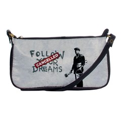 Banksy Graffiti Original Quote Follow Your Dreams Cancelled Cynical With Painter Shoulder Clutch Bag by snek