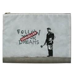 Banksy Graffiti Original Quote Follow Your Dreams Cancelled Cynical With Painter Cosmetic Bag (xxl) by snek