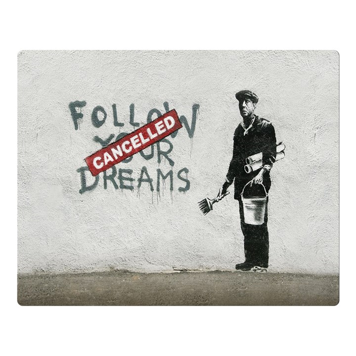 Banksy graffiti Original Quote Follow your dreams CANCELLED cynical with painter Double Sided Flano Blanket (Large) 