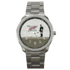 Banksy Graffiti Original Quote Follow Your Dreams Cancelled Cynical With Painter Sport Metal Watch by snek