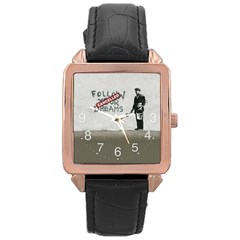 Banksy Graffiti Original Quote Follow Your Dreams Cancelled Cynical With Painter Rose Gold Leather Watch  by snek