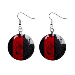 Roses Rouge Fleurs Mini Button Earrings by kcreatif