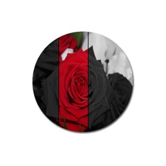 Roses Rouge Fleurs Magnet 3  (round) by kcreatif