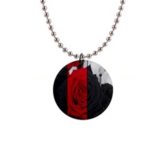 Roses Rouge Fleurs 1  Button Necklace by kcreatif