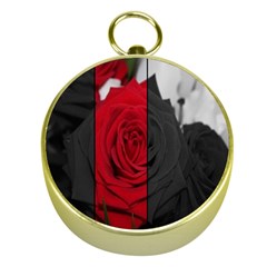 Roses Rouge Fleurs Gold Compasses by kcreatif