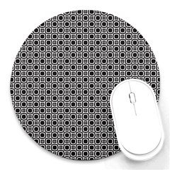 Pattern Formes Ronds Noir/blanc Round Mousepads by kcreatif