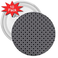 Pattern Formes Ronds Noir/blanc 3  Buttons (10 Pack)  by kcreatif