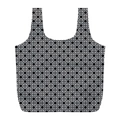 Pattern Formes Ronds Noir/blanc Full Print Recycle Bag (l) by kcreatif