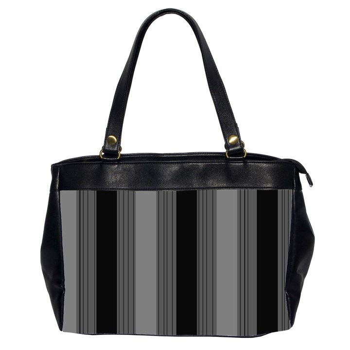 Pattern Bandes Gris/Noir Oversize Office Handbag (2 Sides)