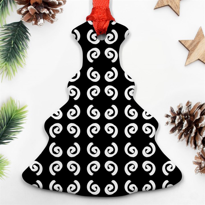 Pattern Formes Ronds Noir Christmas Tree Ornament (Two Sides)