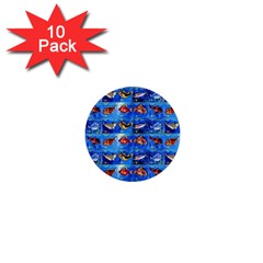 Fish Stamp 2 1  Mini Buttons (10 Pack)  by ArtworkByPatrick