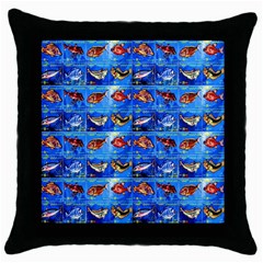 Fish Stamp 2 Throw Pillow Case (black) by ArtworkByPatrick