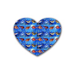 Fish Stamp 2 Rubber Coaster (heart)  by ArtworkByPatrick