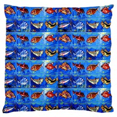 Fish Stamp 2 Standard Flano Cushion Case (one Side) by ArtworkByPatrick