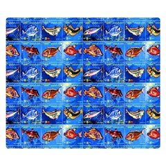 Fish Stamp 2 Double Sided Flano Blanket (small)  by ArtworkByPatrick