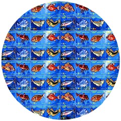 Fish Stamp 2 Wooden Puzzle Round