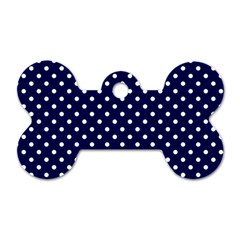 Pois Blanc/marine Dog Tag Bone (one Side) by kcreatif