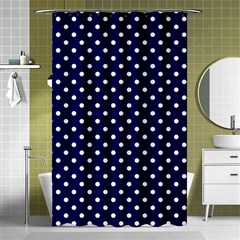 Pois Blanc/marine Shower Curtain 48  X 72  (small)  by kcreatif