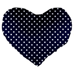 Pois Blanc/marine Large 19  Premium Heart Shape Cushions by kcreatif