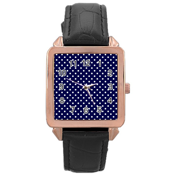 Pois Blanc/Marine Rose Gold Leather Watch 