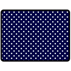 Pois Blanc/marine Double Sided Fleece Blanket (large)  by kcreatif