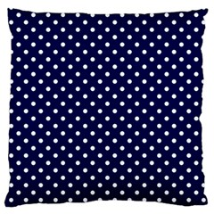 Pois Blanc/marine Large Flano Cushion Case (one Side) by kcreatif