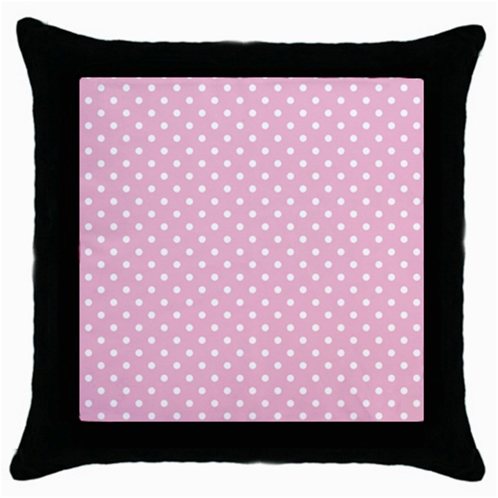 Pois Blanc/Rose Throw Pillow Case (Black)