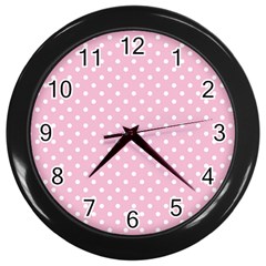 Pois Blanc/rose Wall Clock (black) by kcreatif