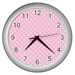 Pois Blanc/Rose Wall Clock (Silver) Front