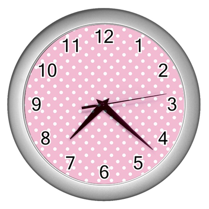 Pois Blanc/Rose Wall Clock (Silver)