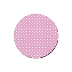 Pois Blanc/rose Rubber Coaster (round)  by kcreatif