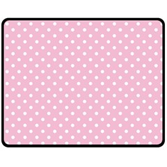 Pois Blanc/rose Double Sided Fleece Blanket (medium)  by kcreatif