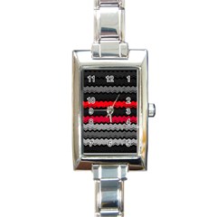 Chevrons Rose/gris Rectangle Italian Charm Watch by kcreatif