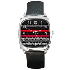 Chevrons Rose/gris Square Metal Watch by kcreatif