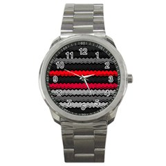 Chevrons Rose/gris Sport Metal Watch by kcreatif