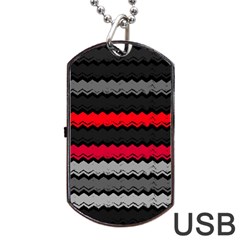 Chevrons Rose/gris Dog Tag Usb Flash (one Side) by kcreatif