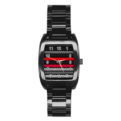 Chevrons Rose/gris Stainless Steel Barrel Watch by kcreatif