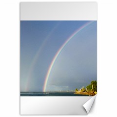 Double Rainbow On The Ocean In Puerto Rico Canvas 12  X 18  by StarvingArtisan