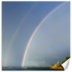 Double Rainbow On The Ocean In Puerto Rico Canvas 16  X 16  by StarvingArtisan