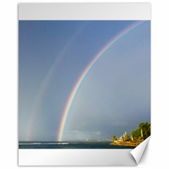 Double Rainbow On The Ocean In Puerto Rico Canvas 11  X 14  by StarvingArtisan