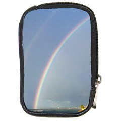 Double Rainbow On The Ocean In Puerto Rico Compact Camera Leather Case by StarvingArtisan