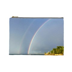 Double Rainbow On The Ocean In Puerto Rico Cosmetic Bag (large) by StarvingArtisan