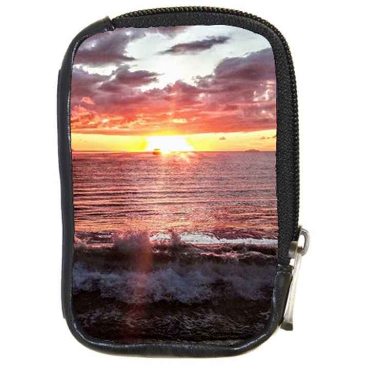 Sunset On The Ocean In Puerto Rico Compact Camera Leather Case