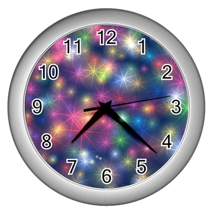 Abstract Background Graphic Space Wall Clock (Silver)