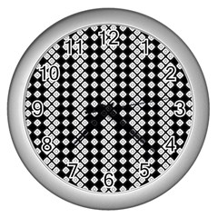 White Plaid Texture Wall Clock (silver)