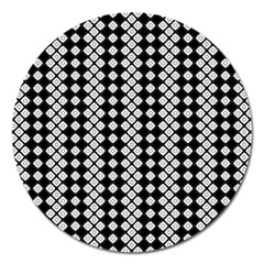 White Plaid Texture Magnet 5  (round)