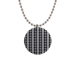 White Plaid Texture 1  Button Necklace