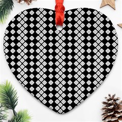 White Plaid Texture Heart Ornament (two Sides) by Mariart