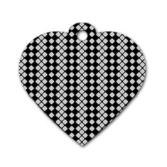 White Plaid Texture Dog Tag Heart (one Side) by Mariart