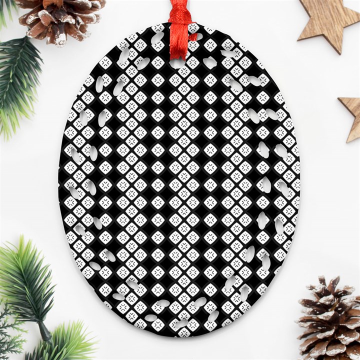 White Plaid Texture Ornament (Oval Filigree)